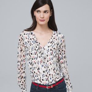 White House Black Market Ruffle Detail Blouse